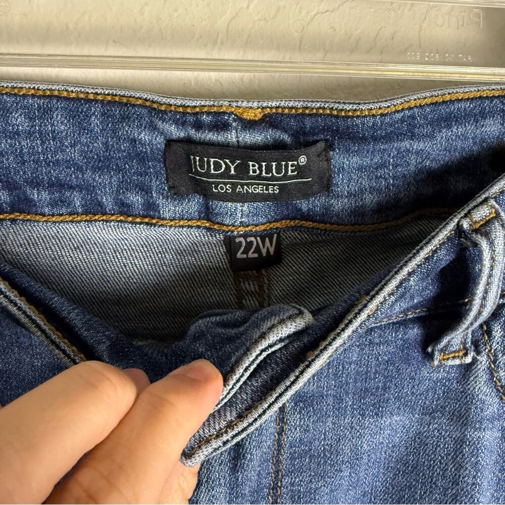 Judy Blue Mid Rise Pocket Tooling Knee Destroy Bootcut Jeans 22W JB82264MD-PL - Picture 13 of 16